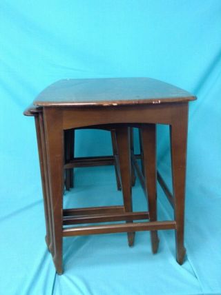 Vintage Remploy 60 ' s Walnut & Teak Nest Of Three Side Tables Stacking Occasional 2
