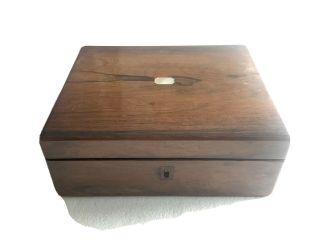 Antique Victorian Wooden Writing Box Slope Lap Desk Stationary Box