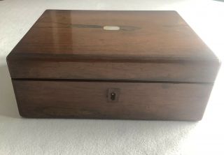 Antique Victorian Wooden Writing Box Slope Lap Desk Stationary Box 2