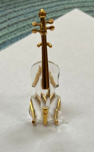 Swarovski Crystal Figurine Memories - Violin With Gold Stand