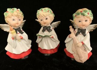 Set Of 3 Vintage Unmarked Christmas Angels/ Carolers