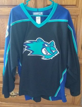 Vintage Worcester Ice Cats Bauer Hockey Jersey Size Large