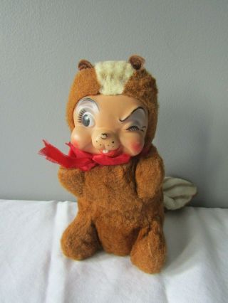 Vintage Rushton Rubber Face Chipmunk Plush Stuffed Animal