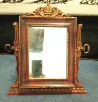 Attractive Large Antique Mahogany Oval Dressing Table Mirror On Stand