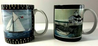 Lang By Ellen Stouffer Mugs 023 And 025 Sail Boats And By The Sea Set Of 2 Mugs