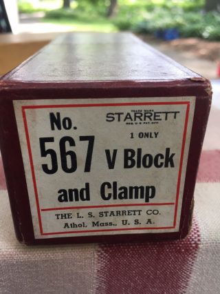 Vintage Toolmakers Starrett 567 V Block And Clamp In Orig Box Looks
