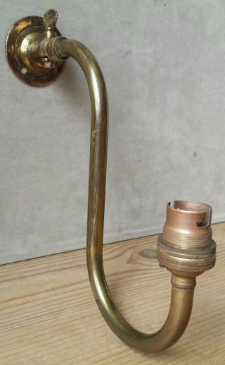 Vintage - Brass Swan Neck Electric Light Wall Bracket - Convered From A Gas Lamp