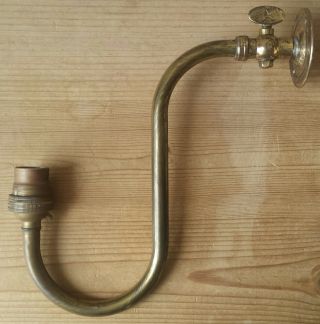 Vintage - Brass Swan Neck Electric Light Wall Bracket - Convered from a Gas Lamp 2