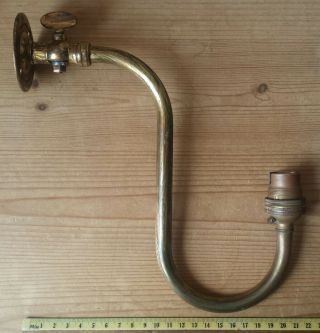 Vintage - Brass Swan Neck Electric Light Wall Bracket - Convered from a Gas Lamp 3