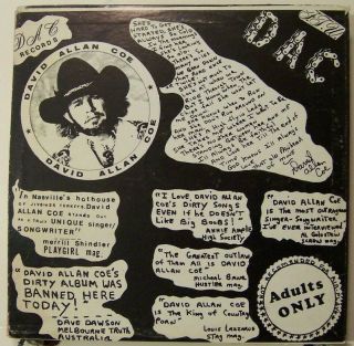 DAVID ALLAN COE - UNDERGROUND - 1970 ' s ADULT LP VINYL RECORD 2