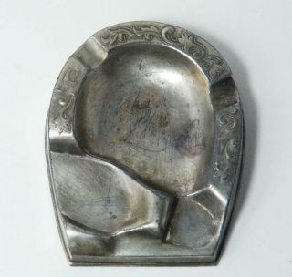 Vtg Silver Horseshoe And Boot Print Ashtray Made In Occupied Japan