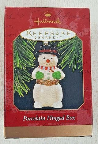 Hallmark Keepsake Ornament Porcelain Hinged Box Snowman Trinket Box 1997