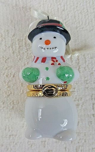 Hallmark Keepsake Ornament Porcelain Hinged Box Snowman Trinket Box 1997 3