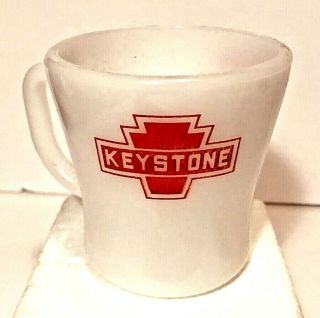 Keystone Power Federal Milk Glass Mug More Power To You Vtg Gas Oil Automotive