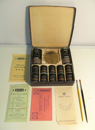 Vintage Funeral Embalming Cosmetic Powders Creams Colors Mortician Make Up Kit