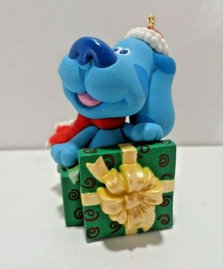 Blues Clues Surprise Package Hallmark Ornament Year 2000 Blue Dog in Santa Hat 2
