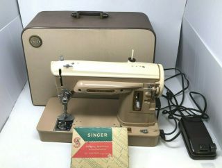 Vintage Singer 404 Slant Needle Sewing Machine And Case Made In Usa