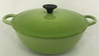 Vintage Le Creuset 2.  75 Qt Soup Dutch Oven Enamel Cast Iron Kiwi Green With Lid