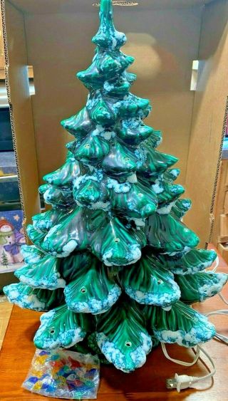 Vtg Atlantic Mold Ex - Large Ceramic Christmas Tree Multi Colored Bulbs