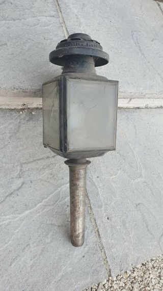 Vintage Carriage Coach Candle Lamp With Glass Panels.
