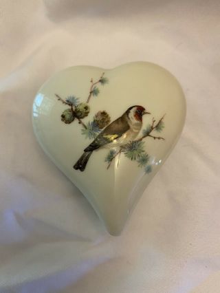 Vintage Limoges France Porcelain Heart Trinket Box Bird