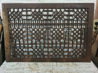 Large 24 × 16 Vintage Antique Victorian Cast Iron Floor Grate Vent Register