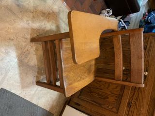 Vintage Solid Oak School Student Desk / Chair