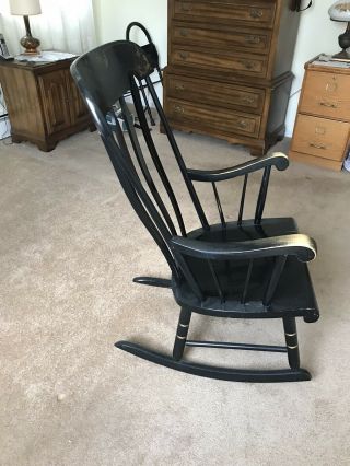 Vintage Adult Solid Wood Rocking Chair Black,  Gold Harvest Stencil 2