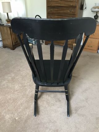 Vintage Adult Solid Wood Rocking Chair Black,  Gold Harvest Stencil 3
