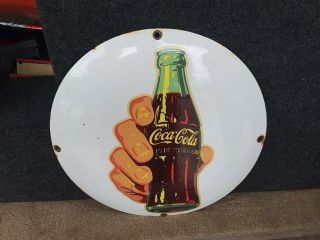 Vintage Coca Cola 12 Inch Button Porcelain Sign