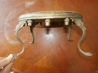 Antique Victorian Wooden Footstool Foot Stool W/ Cast Iron Feet Footed