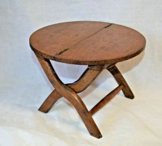 Antique Salesman Sample Round Folding Leg Oak Table 6 