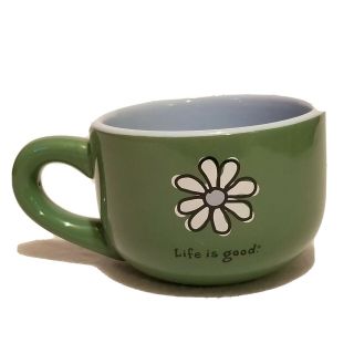 Life Is Good Mug " Do What You Like And Like What You Do " Green With Daisy