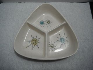 Vintage Mid Century Franciscan Starburst 3 Part Relish Serving Dish Triangle