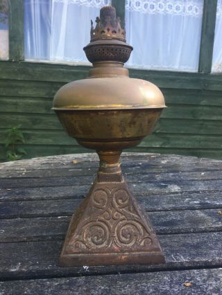 Vintage Oil Lamp With Cast Iron Base Kosmos Brenner Made In Germany