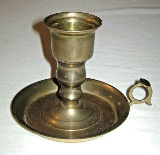 Vintage Large Solid Brass Chamber Candle Holder With Finger Ring Made In India