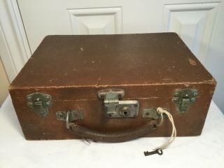 Vintage Wooden Bound Suitcase,  Small Steamer Trunk