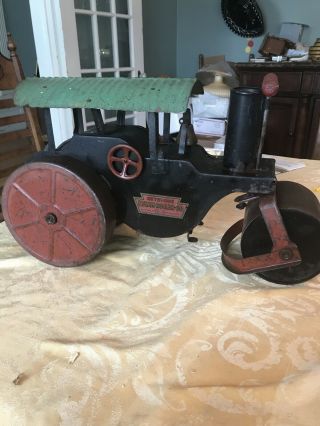 Antique 1920s Pressed Steel Keystone Ride Em Steam Roller Ride On Toy Vtg 60