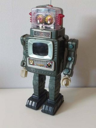 Vintage Battery Operated Television Spaceman Robot - Tin Toy Robot