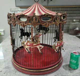 Vintage Victorian Decorative Red Hanging Horse Carousel Bird Cage 21 