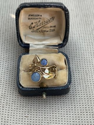 Stylish Vintage Art Noveau Style 9ct Gold Opal Ring