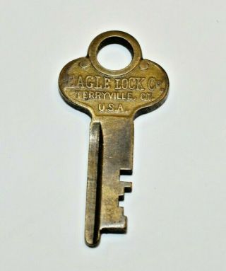 Antique Brass Steamer Trunk Key Eagle Lock Co.  A50m27 Bx - 7