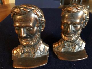 Vintage Abraham Lincoln Cast Iron Bookends Bronze Copper Finish