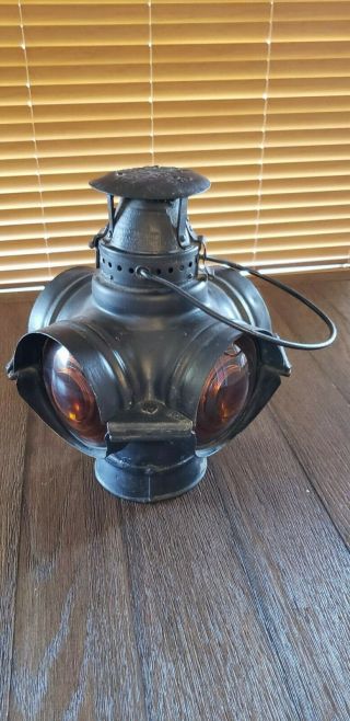 Antique/vintage Non Sweating Adlake Lamp Chicago 4 Way Amber Lens Rr Lamp