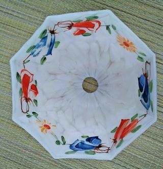 VINTAGE ART DECO GLASS LAMPSHADE LIGHT FITTING FLORAL DECORATION 3