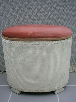 Vintage " D " Shaped Lloyd Loom Style Ottoman Storage Box /stool 13x15 " Good