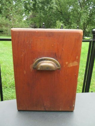 Vintage Primitive Wood Cabinet Bakers Tilting Flour Drawer Tin Back W Cup Pull