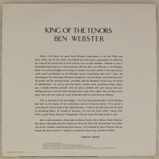 BEN WEBSTER: King of the Tenors Japan Verve UMV 2081 Jazz LP NM - Vinyl 2