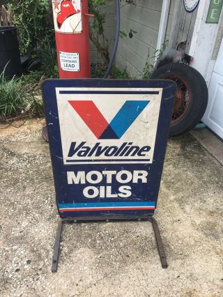 Double Sided With Stand Valvoline Motor Oil Vintage Sign