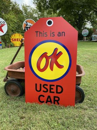 Antique Vintage Old Style Ok Cars Tag Sign